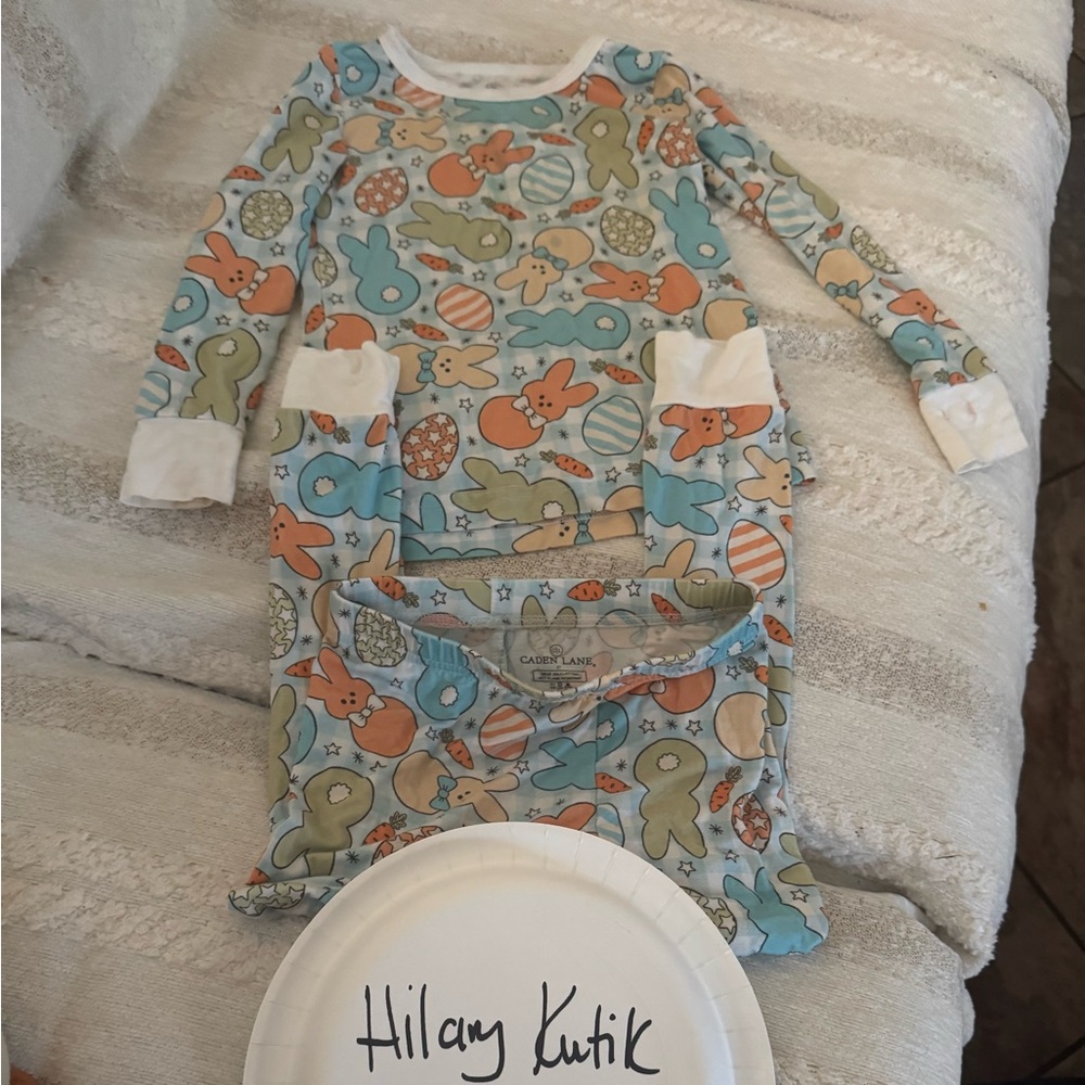 Caden Lane Kids Pajama Set - Blue, Green, and Orange Easter Pajamas